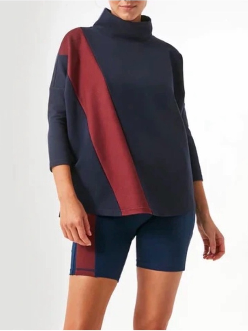 NWT Tuckernuck 2 pcs Sport Color Block Pullover & Short Sz M/L navy - burgundy
